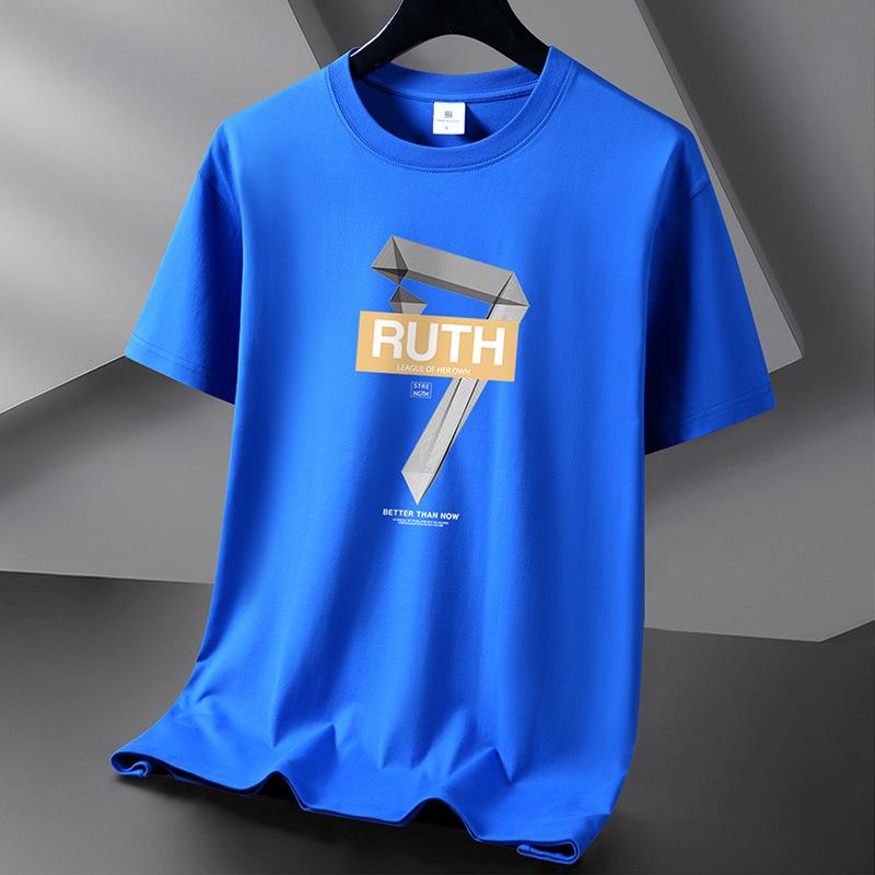 Ruth 10 Colors Pure Cotton Men T-shirt Round Neck Short Sleeve Loose Mans Tee Shirt Large Size S-6XL