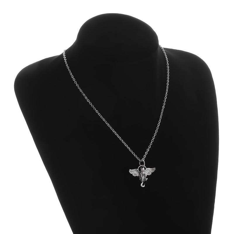 Silver-Plated Cute Pet Cat Wings Animal Pendant Necklace Women's Personalized Fashion Jewelry Couple Gift
