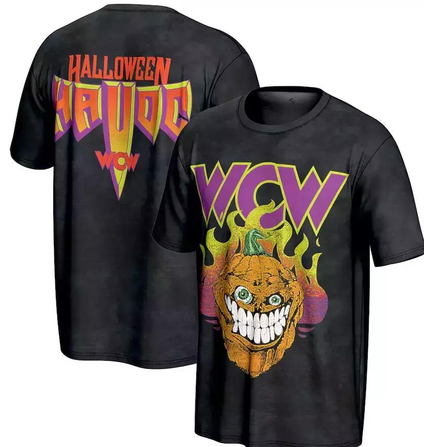 !! Men s ProSphere Black WCW Halloween Havoc Pumpkin T-Shirt 2024.webp Unisex T-Shirt XXL