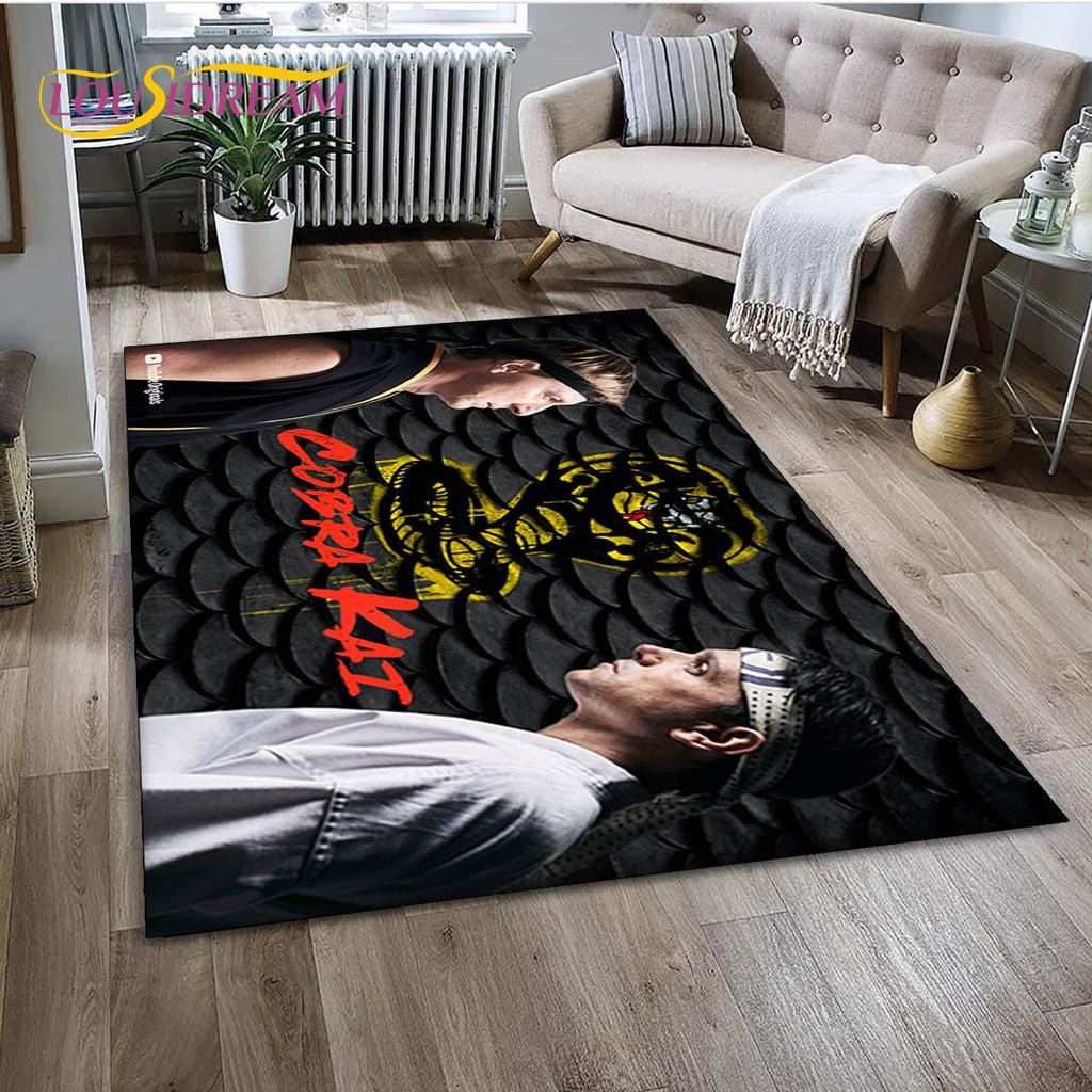 Dywan TV Karate Cobra Kai Amanda Duży, Dywan do Salonu Sypialni Sofa Mata pod Drzwi Dekoracja, Mata Podłogowa Antypoślizgowa do Zabawy dla Dzieci