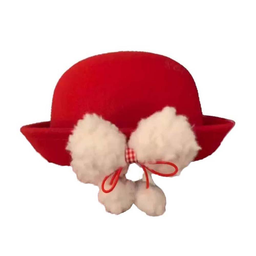 

Beret Woolen Bucket Cap Vintage Looking Girls Dome Hat Princess Hat Red Bowler Hats Autumn червоний