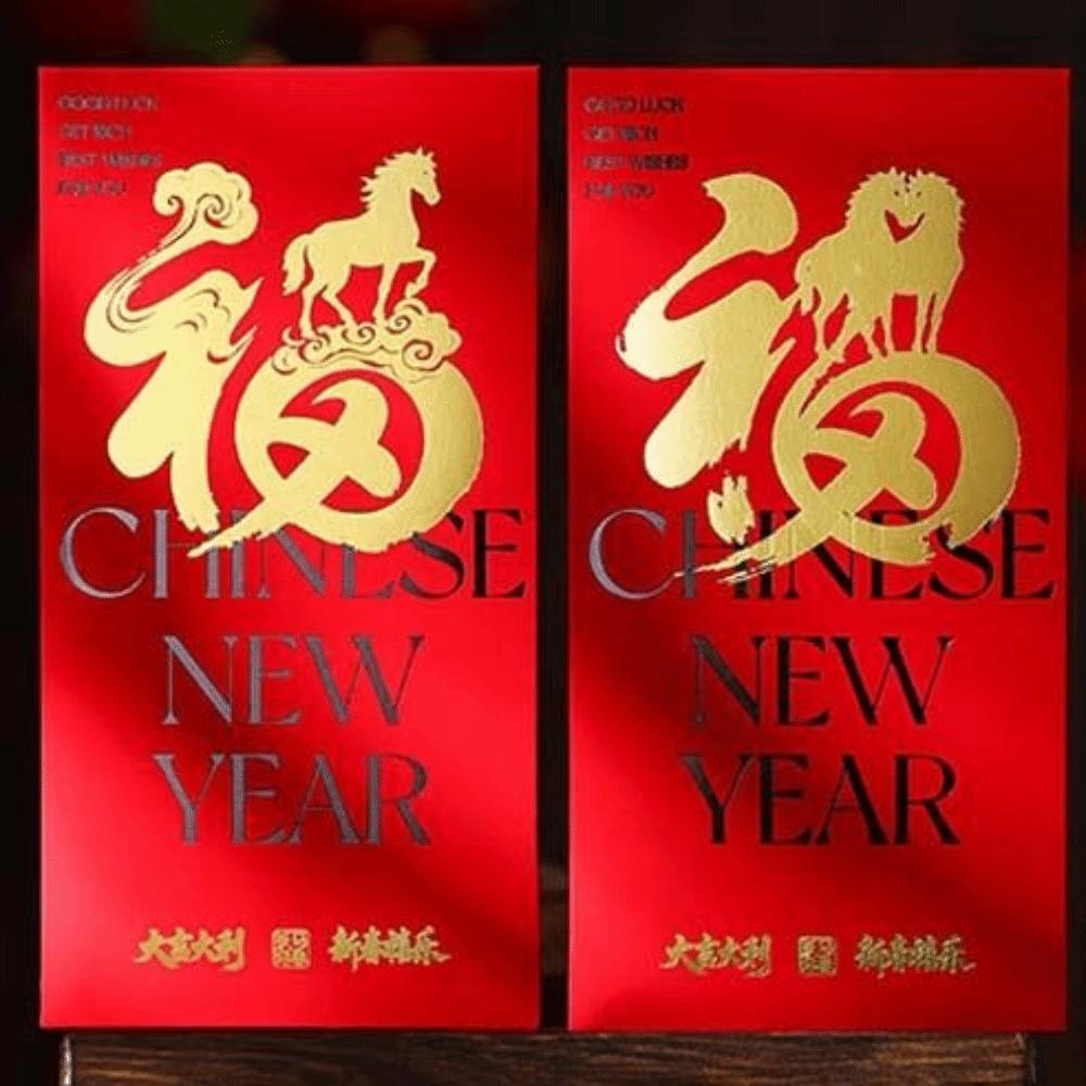 6pcs Traditional Horse Year Red Envelope Blessings Red Packet Birthday Celebration