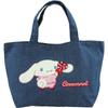 Yasuda Tsusho Sanrio Denim Sagara Embroidered Tote Bag with Cinnamoroll Character Embroidery, Casual Denim, Approx. W20 X W23-34 X D12cm, CN Denim