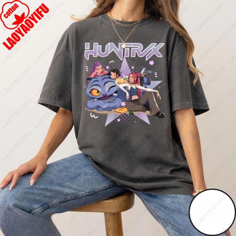 

Kpop Huntrix Demon Hunters Clothing Mira Rumi Zoey Derpy Tiger Tees Gifts for Fans Men Women Cotton All Match Camisetas Tshirt 4XL