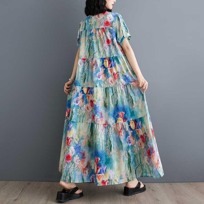 Neue lockere Übergröße Mode Druck Skinny Midikleider