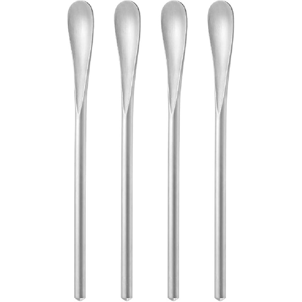 5Inch/12.8cm Coffee Stirrers Spoon,Silver Stainless Steel 304# Coffee Stir Sticks,Round Solid Handle Cocktail Beverage Iced Tea Stirring Stick,Drink