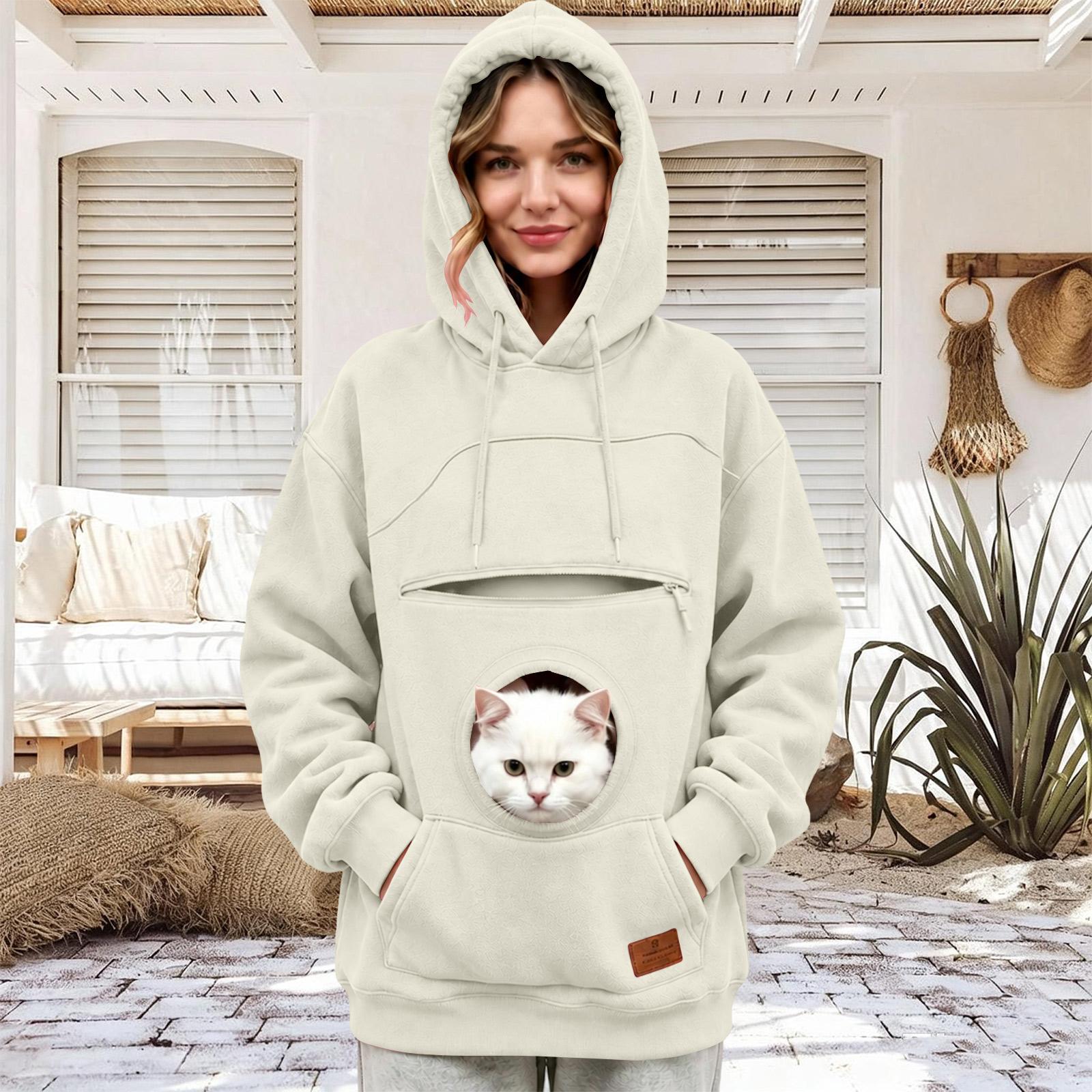 Unisex Long Sleeve Pet Pouch Hoodie