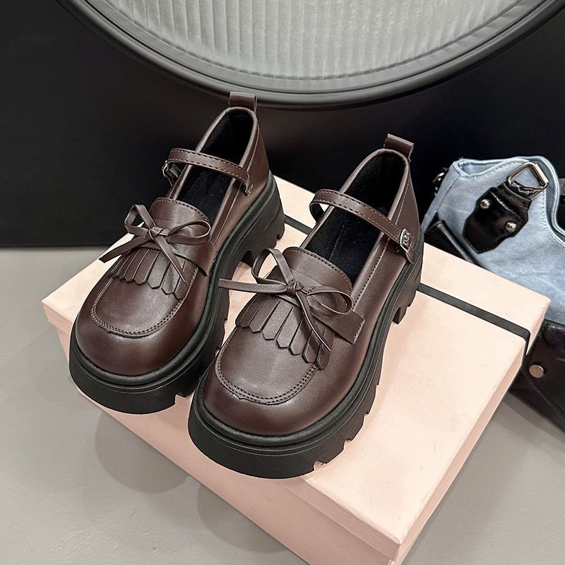 Retro British Style Comfortable Bow Single Shoes Women's Fashion Foreign Style with Skirt Small Leather Shoes Women's 2025 Spring and Summer New