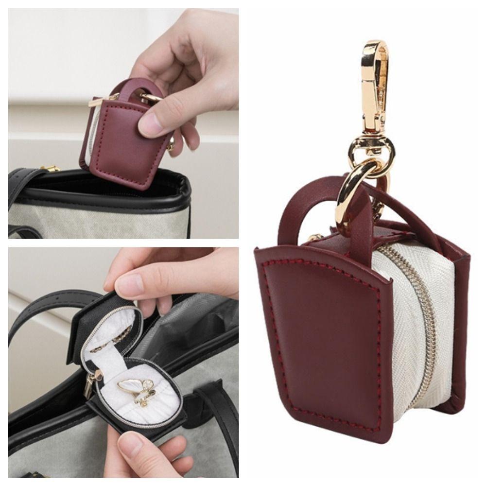 Mini Jewelry Bag Keychain Pendant Holder Jewelry Storage Case Earrings Ring Packing Box  Gifts