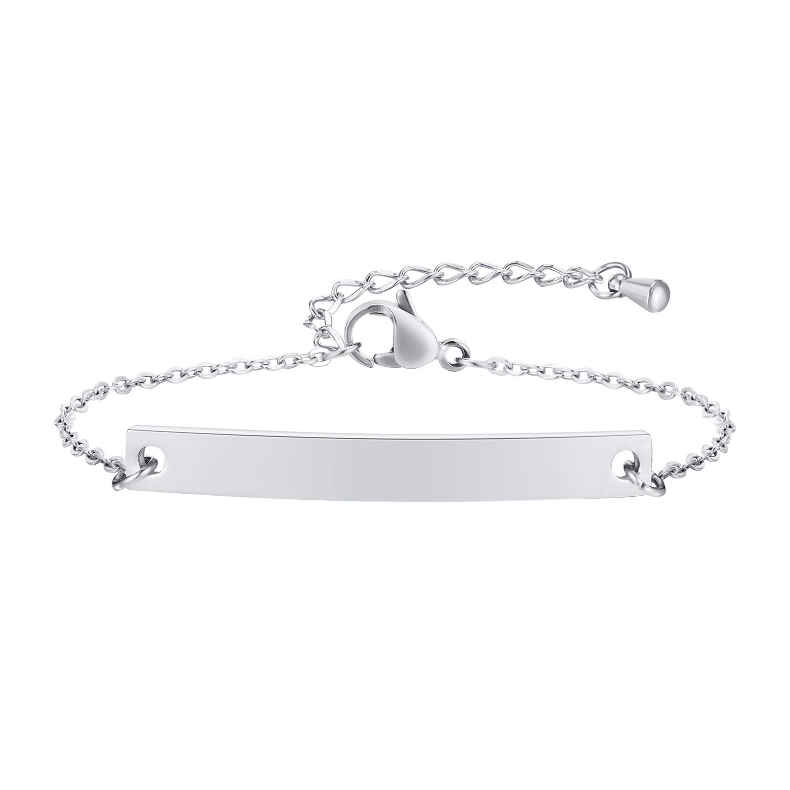 

Vnox Dainty Free Custom Women Bracelets,Simple Engrave Name Date Stainlss Steel Bar, Adjustable O Cable Chain,Chic Fashion Gift 15cm-18cm