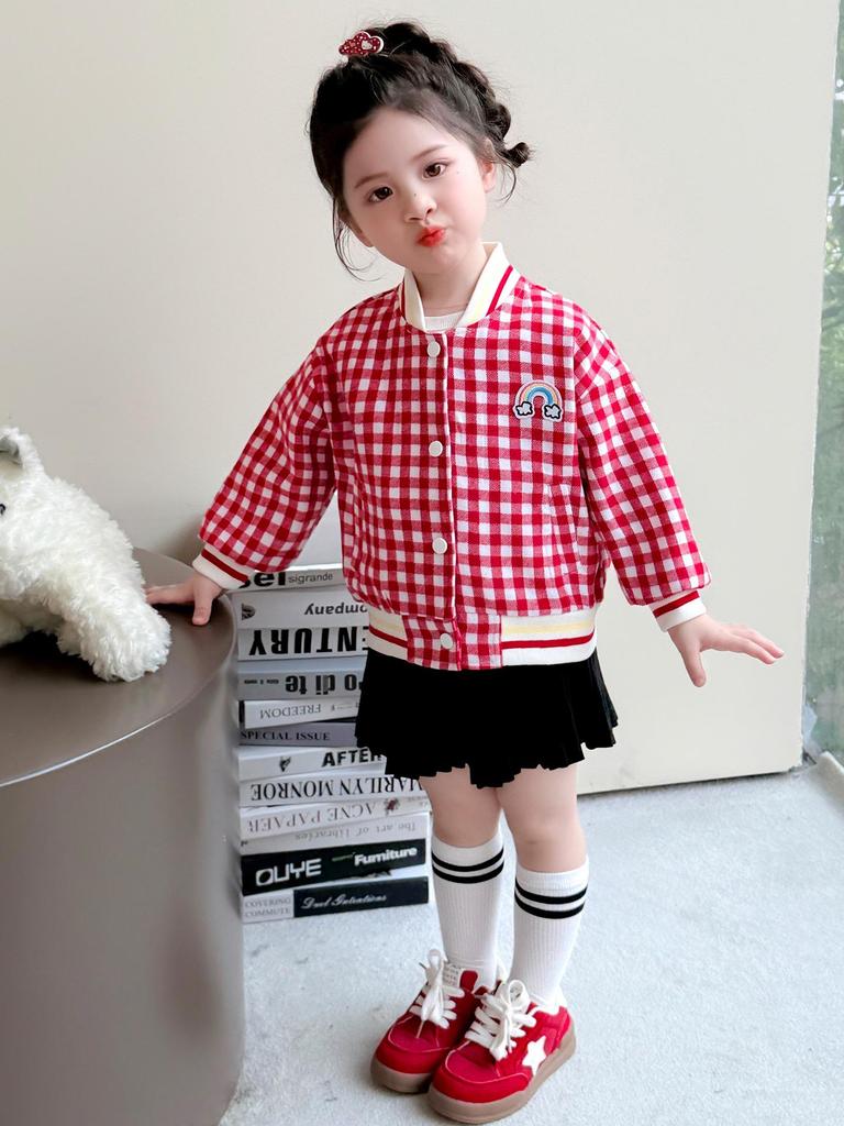 2025 Girls' Spring/Autumn Fashionable Baseball Jacket - Casual Outerwear for Baby Girls