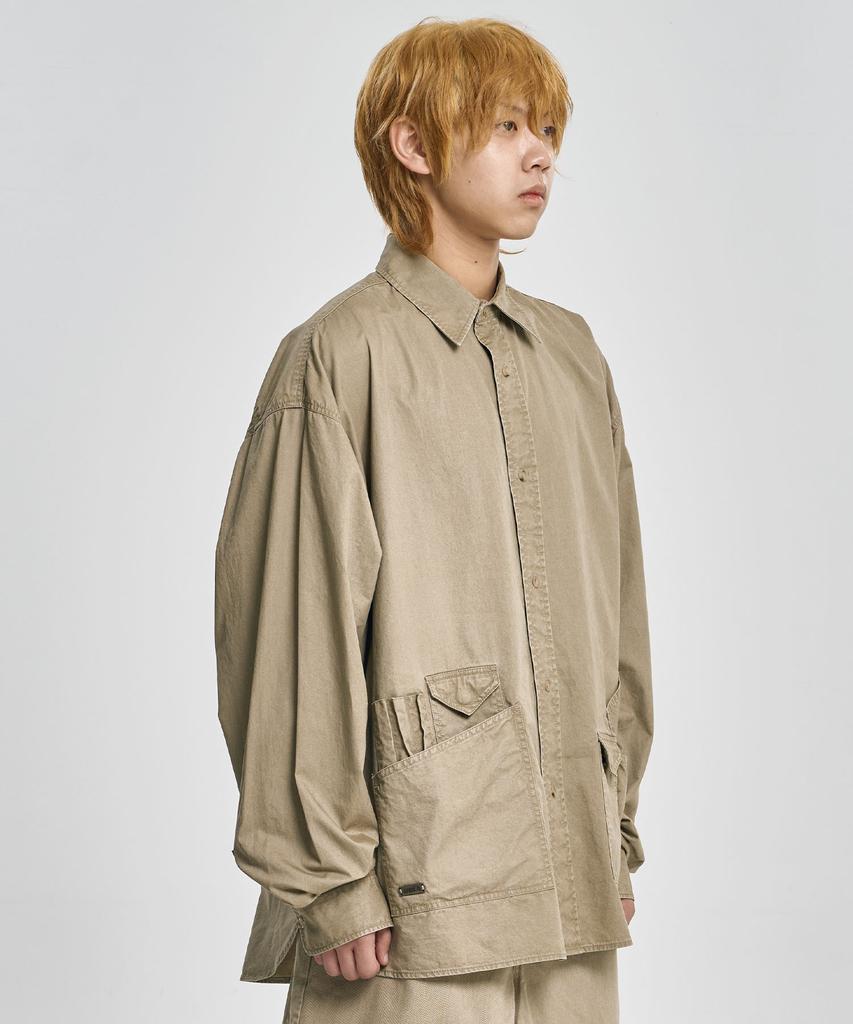 AJOBYAJO Cation Long Sleeve Utility Shirt [Beige]