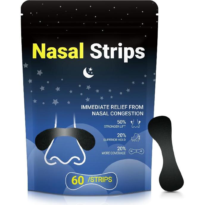Nasal Strips for Snoring – Extra Strength Nose Strips for Breathing Day and Night Use with Strong Adhesion – Stops Snoring, Improves Sleep and