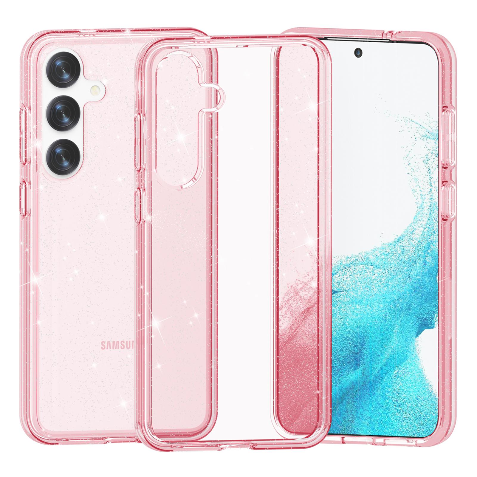 

For Samsung Galaxy S24+ Case PC+TPU Shiny Glitter Phone Cover Black