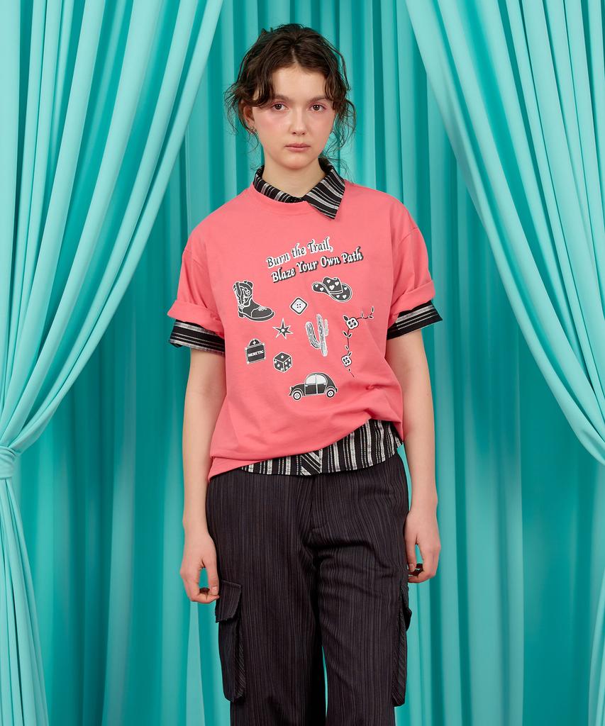 HERETIC Western Sketch T-Shirt / Pink