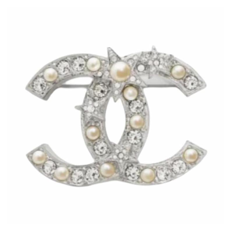 

CHANEL [25S Spring and Summer] Bead Design Metal Brooch Unisex Couple Style Silver срібний