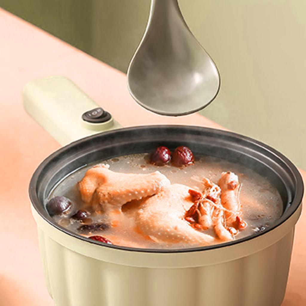 Electric Cooking Pot Ergonomic Handle Multifunctional Integrated Electric Cooker Skillet for Home White Long Handle Non