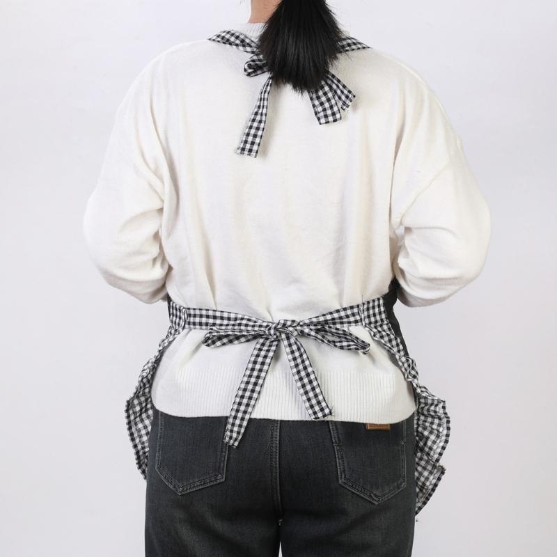 Fashion Bowknot Apron Adjustable Kitchen Cooking Aprons Women's Cake Apron with Pockets Halloween Mother's Day Gifts