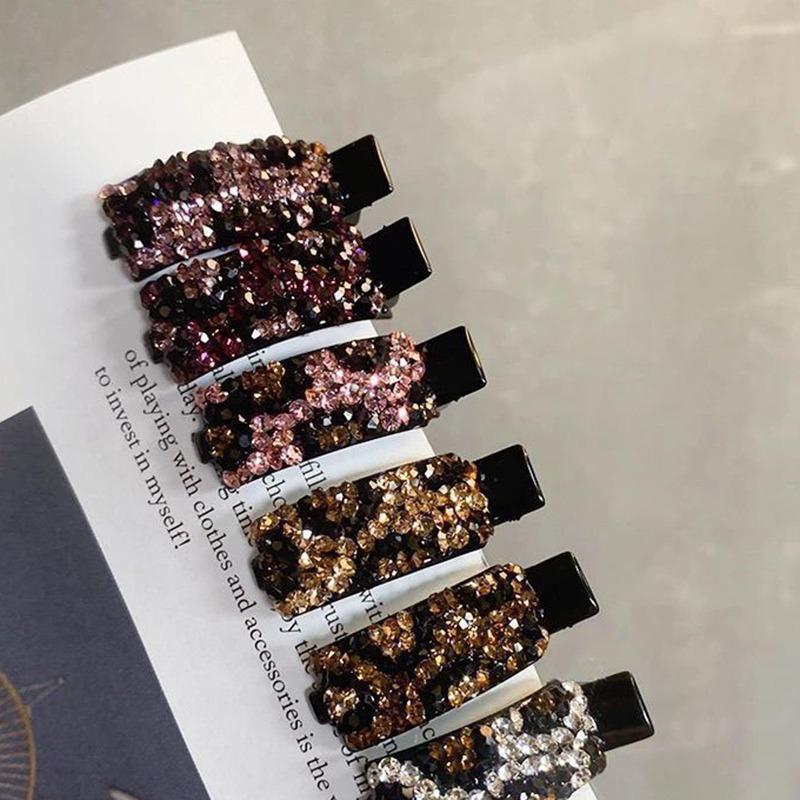 4pcs Colorful Women's Hair Clips Fake Rhinestone Cute Hair Clip Exquisite Temperament Side Bangs Hairpins Simple Fashionable