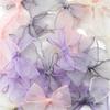 10pcs/pack 8x8cm Fish Tail Gauze Hand Tied Bow Hair Clothing Accessories For DIY Handmade Craft Clothing Decoration Accessories