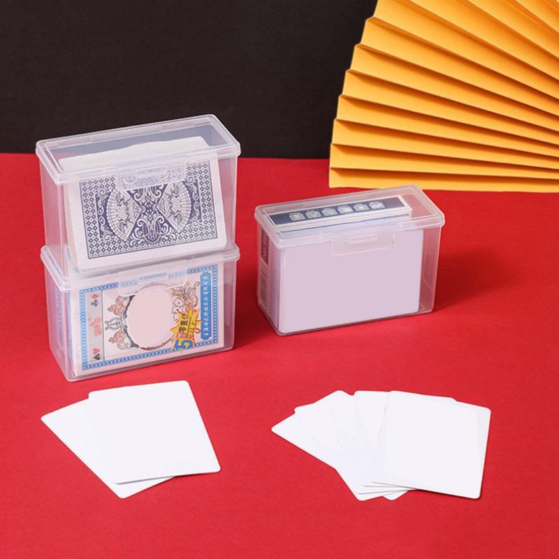 Transparent Empty Card Storage Box Plastic Playing Card Case Holder Snaps Closed Jewelry Dustproof Storage Box бежевый