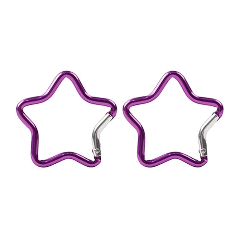 

[EBISU Design] carabiner star shape cute key ring hook aluminum carabiner 48mm multifunctional carabiner hook set of 2 purple