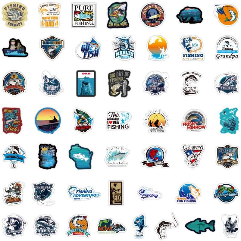 50Pcs Travel Fisherman Go Fishing Outdoor Sticker For skateboard Guitar Motorcycle DIY Luggage Suitcase Toy Decoration Vehicle