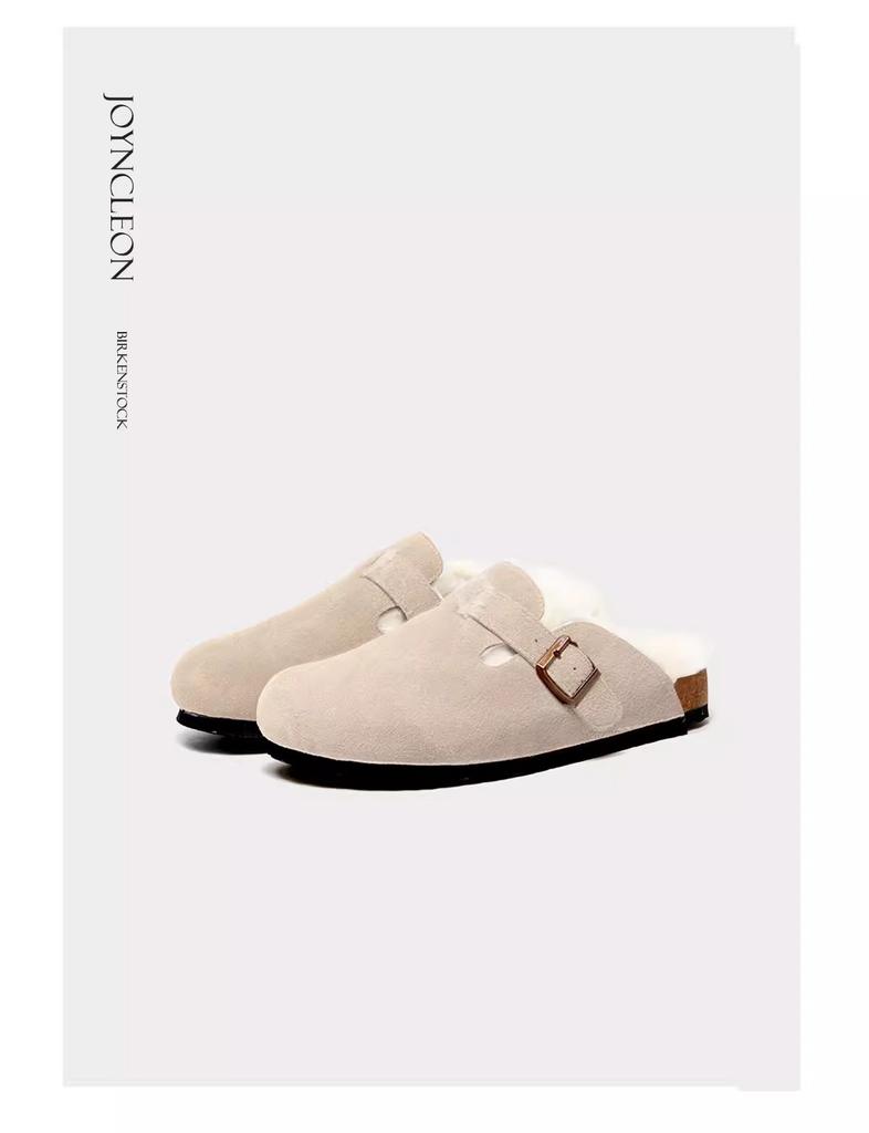 [Yushilai] Boken Shoes Women's 2025 Autumn and Winter New Mao Mao Slippers One Pedal, Fleece Thick-soled Large Size Half Tow