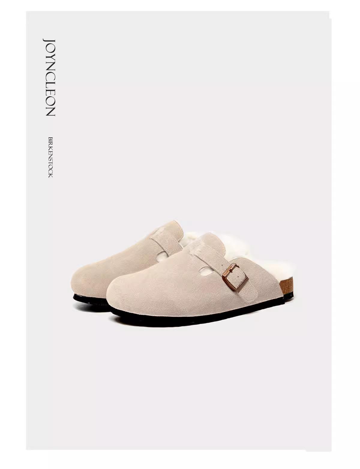 

[Yushilai] Boken Shoes Women s 2025 Autumn and Winter New Mao Mao Slippers One Pedal, Fleece Thick-soled Large Size Half Tow 35