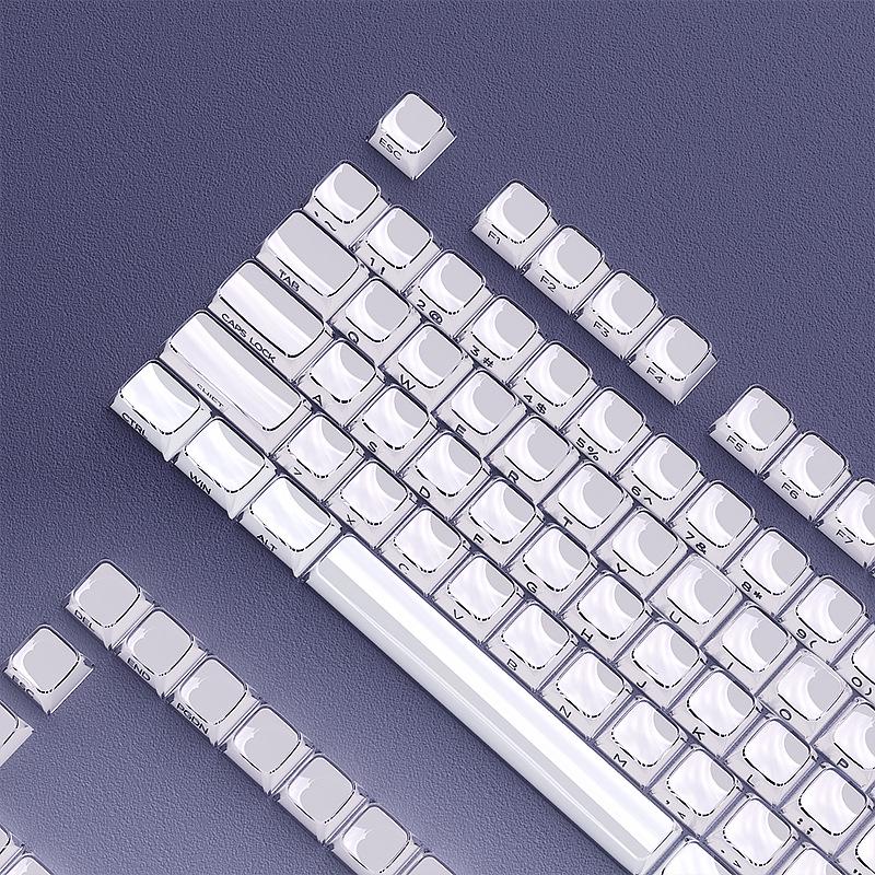 Jelly Texture Keycaps Set: Side-Engraved MDA Profile, 132 Keys, Transparent Outer Layer, Solid Color Inner Layer