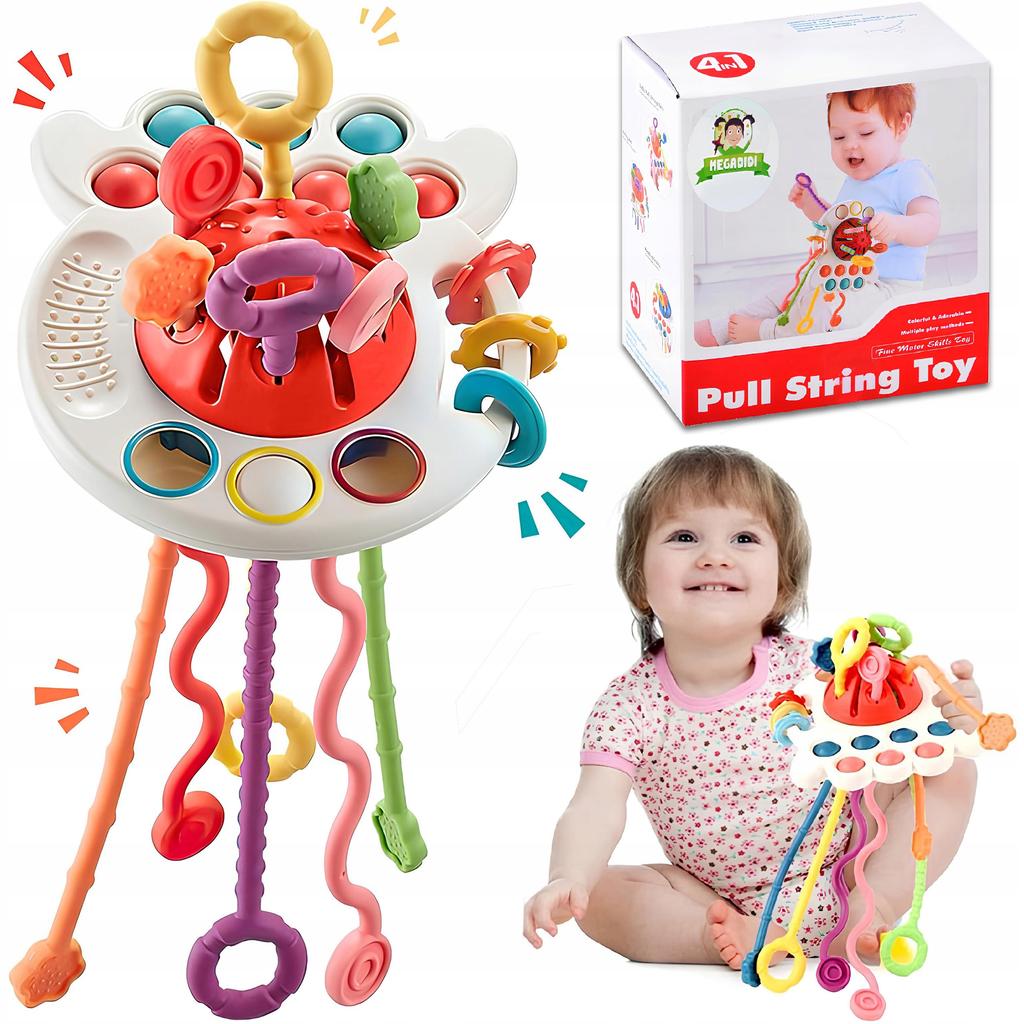 Zabawka Sensoryczna Pop It Montessori Gryzak Dla Niemowląt 4W1 Antystresowa
