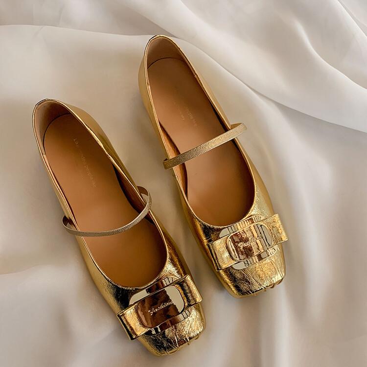 Continue to produce~ 2025 leather ballet shoes women's French shallow mouth flat bottom one word with Mary Jane single shoes