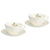Wedgwood Official Wedding Gift Festivity Raspberry Pair Teacup Wedding Gift for the Bride and Officially Imported Wrapping & Saucer, 250ml,