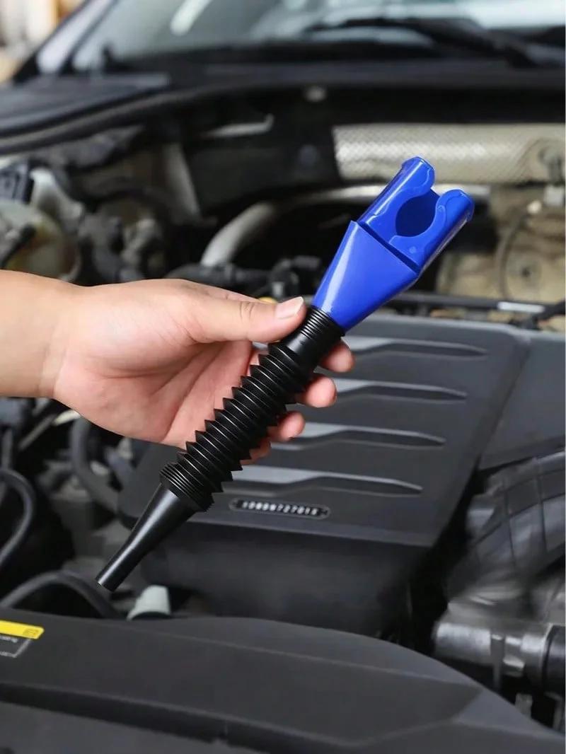 Universal Hands-Free Fuel Funnel with Retractable Hose – Fits Cars and Motorcycles, Foldable & Portable Design