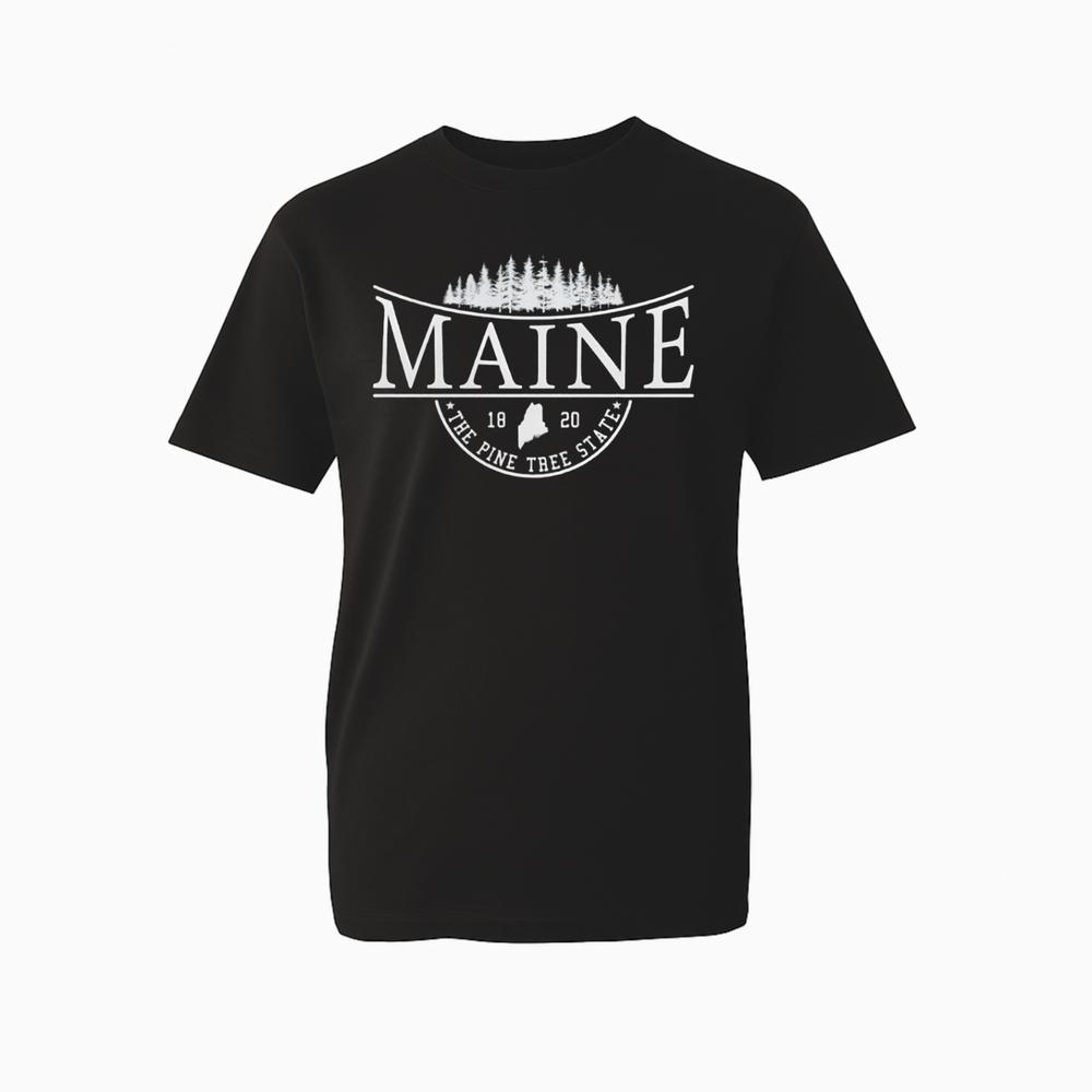 Vintage Maine State TShirt Silhouette Pine Trees Unisex 100 Cotton Gift Tee