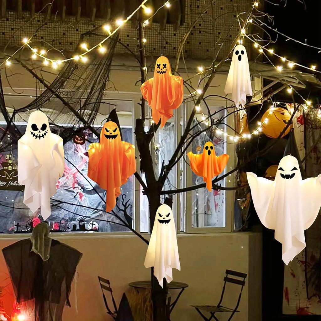 LED Glowing Ghost Pendant: Colorful Halloween Decoration