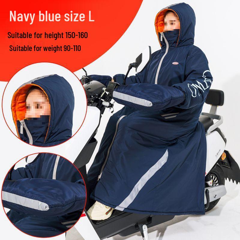 Women's 40° Winter Cycling Suit - Electric Vehicle Style, Northeast Cold-Proof, Below Zero Windproof Quilted One-Piece Windbreaker