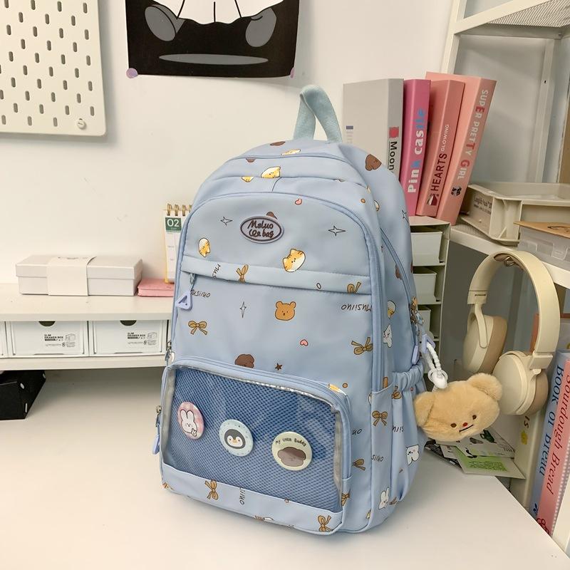 Schoolbag High-value schoolbag Female college student Cute transparent pain bag Large capacity computer backpack Versatile junior high school backpack