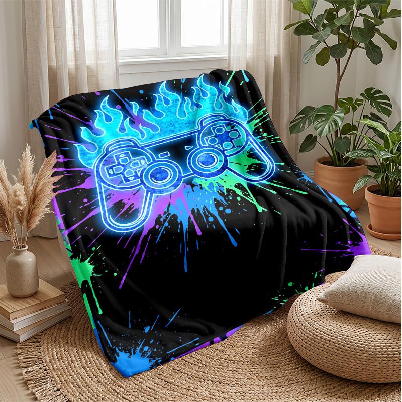 Fiery Gamepad Design Theme blanket Lightweight Warm Flannel Blanket Decorative Throw Blanket for Home Decoration
