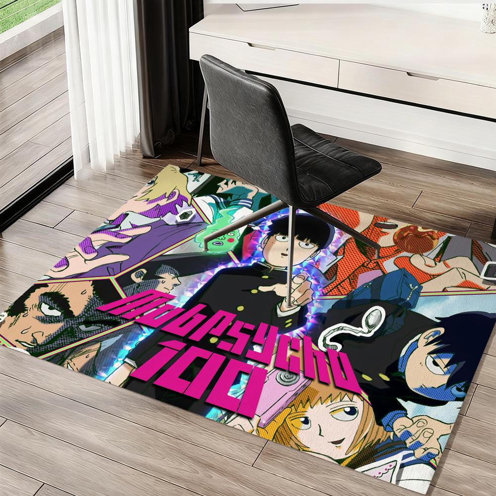 Tappetino per Pavimento Anime M-Mob Psycho 100 Tappeti in Flanella Morbidi Calore Invernale Tappetino Spesso Antiscivolo per Soggiorno Tappetino per Porta di Casa
