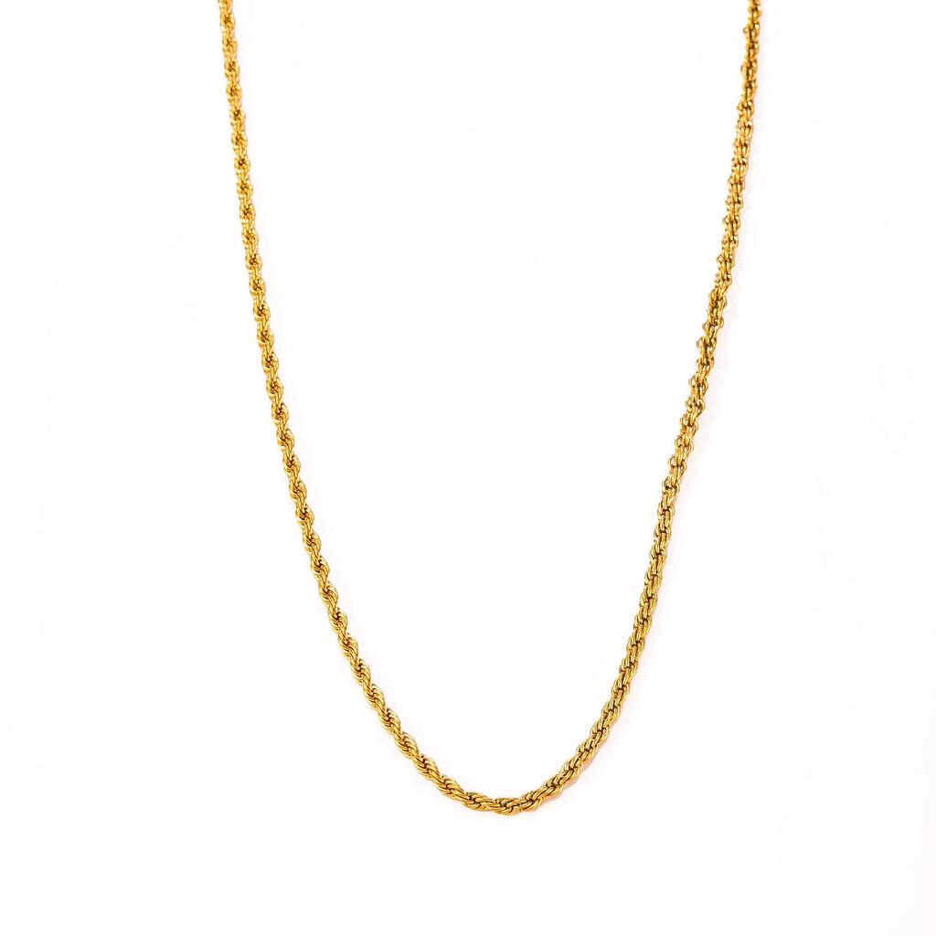 18K Gold-Plated Stainless Steel Cross Necklace for Men - Hip Hop Cuban Twist Chain Jewelry
