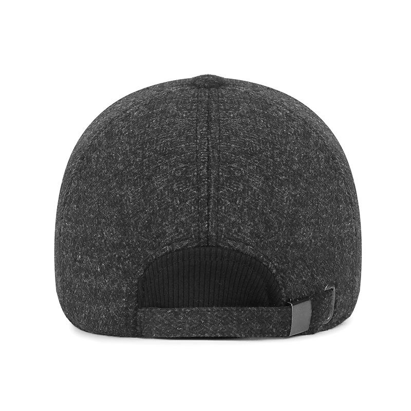Herren Winter Warme Wollmischung Baseballkappe mit Ohrenklappen Dad Hat