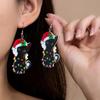 European & American Style Cute Kitten Christmas Earrings: Colorful Hat & Lights Acrylic Dangle Earrings