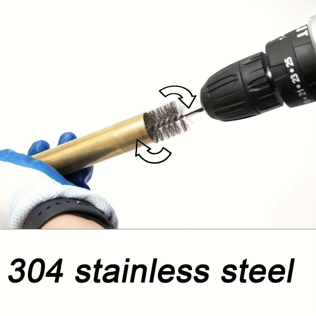 5 Stück 15mm Reinigungsbürste aus Edelstahl, sechseckiger Griff für Bohrmaschine ist geeignet für Rohre, Industriemaschinen