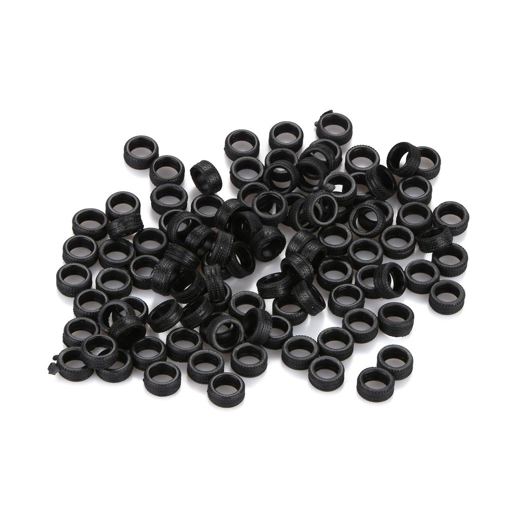 100Pcs/Box 1/64 RC Car Model Tires Rubber Tyre Tires Wheels 12mm*5mm Diorama Display Decoration Collection for 1/64 Car Model