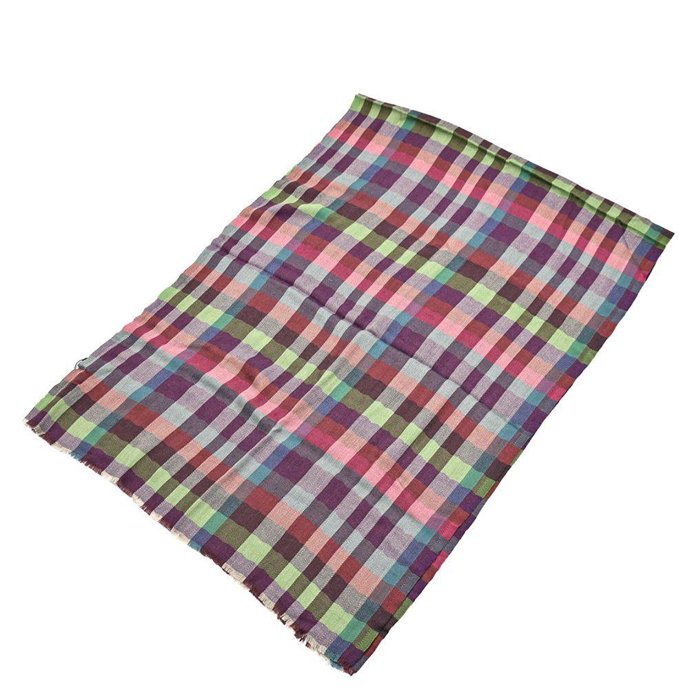 Used ETRO / Stole Scarf Autumn/Winter Ladies Unisex Cashmere Silk Check Multicolor 407016