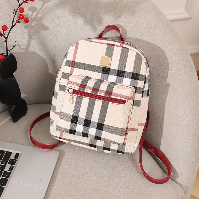 Women's backpack summer and autumn new trend fashion plaid print backpack handbag one piece