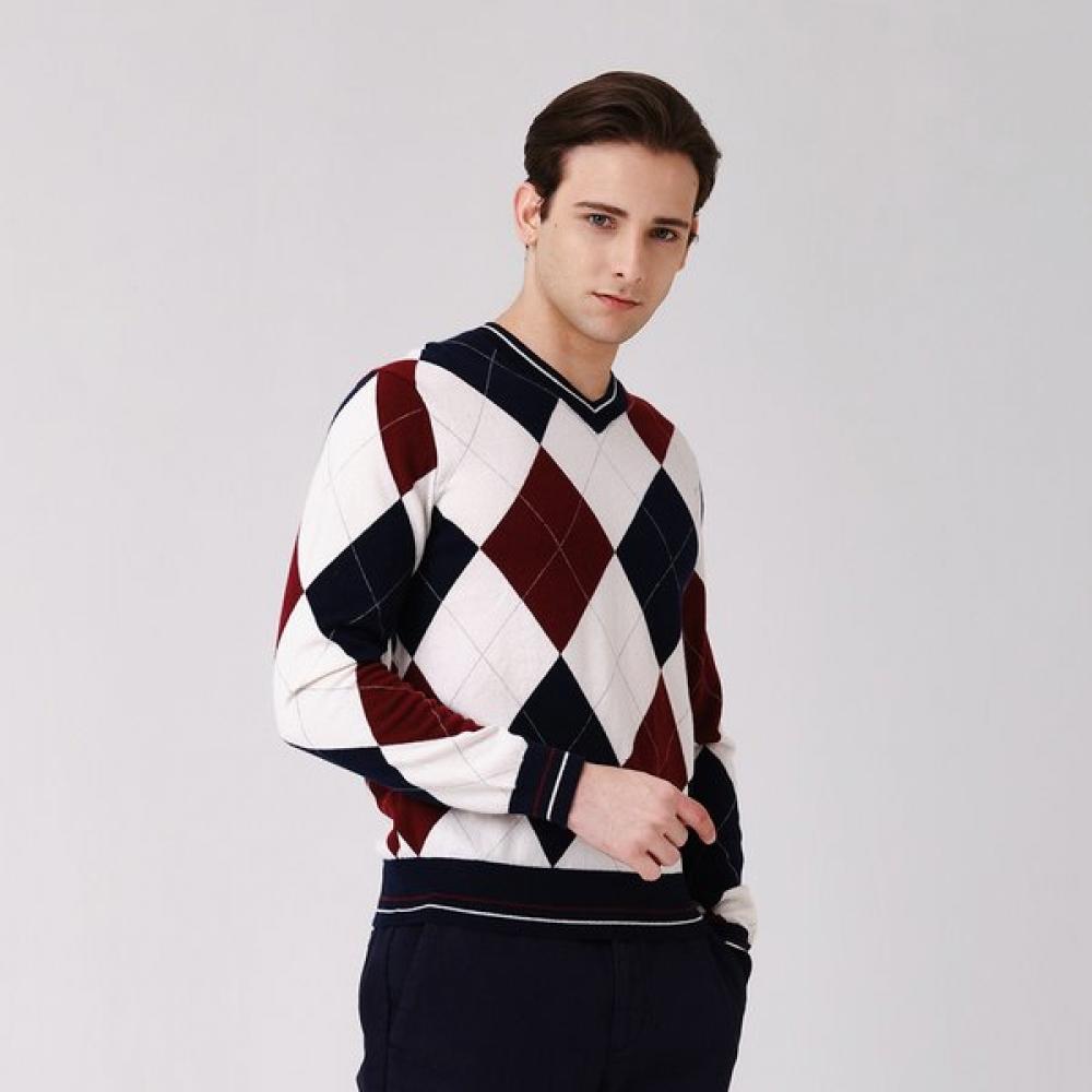 Onoff Men S Argyle caShmere Sweater Of2402gb