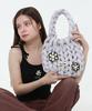 Acho Daisy Flower Knitted Pompon Tote Bag_Gray