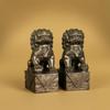 Lion Sculptures with Pedestal Antique Protector Statues ChineseStyle Sculpture for Collectors,